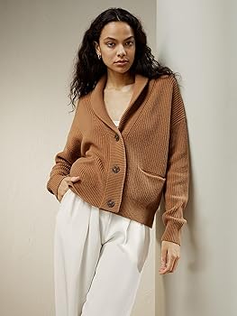 LilySilk Womens Oversized Cardigan Drop-Shoulder Premium